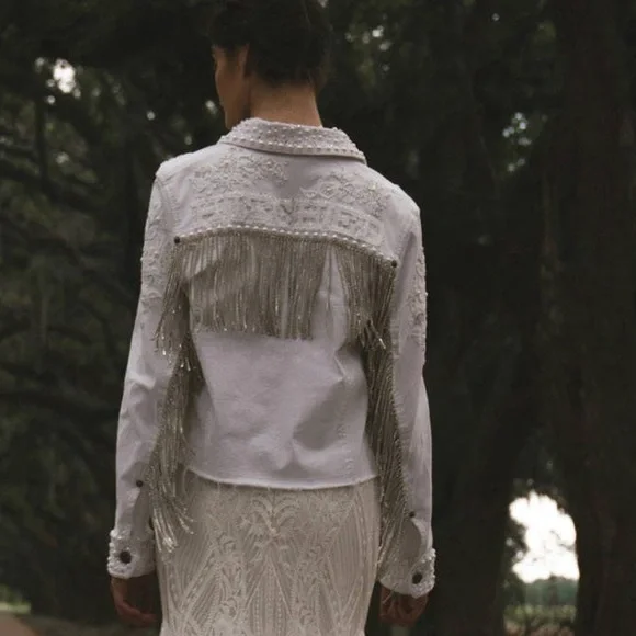 "Boot Barn Double D Ranch Hitched Bridal Jacket rhinestone pearls embroidery M - Picture 14 of 14